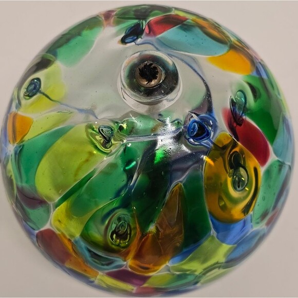 Hand Blown Art Glass Multicolor Ball Oil Lamp Family Tree - Picture 5 of 9